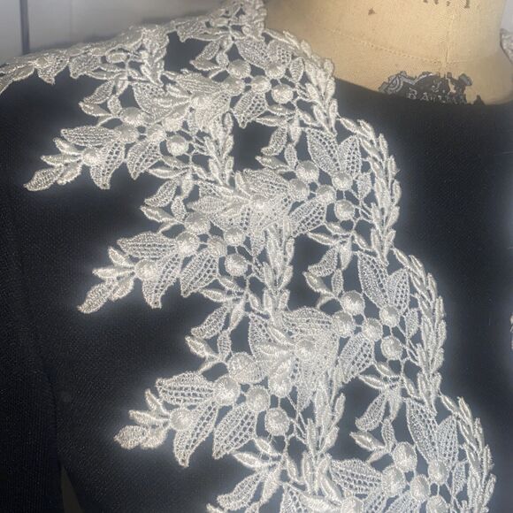 Vintage 60s 70s Handmade Women's Dress Formal Back Polyester w/ Appliques Medium - Picture 8 of 9